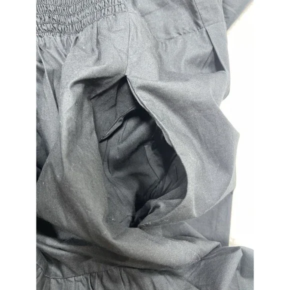 Anthropologie Midi Shirt Dress Black Pleated Cotton Preppy Retro Boho Medium NWT - Picture 14 of 14